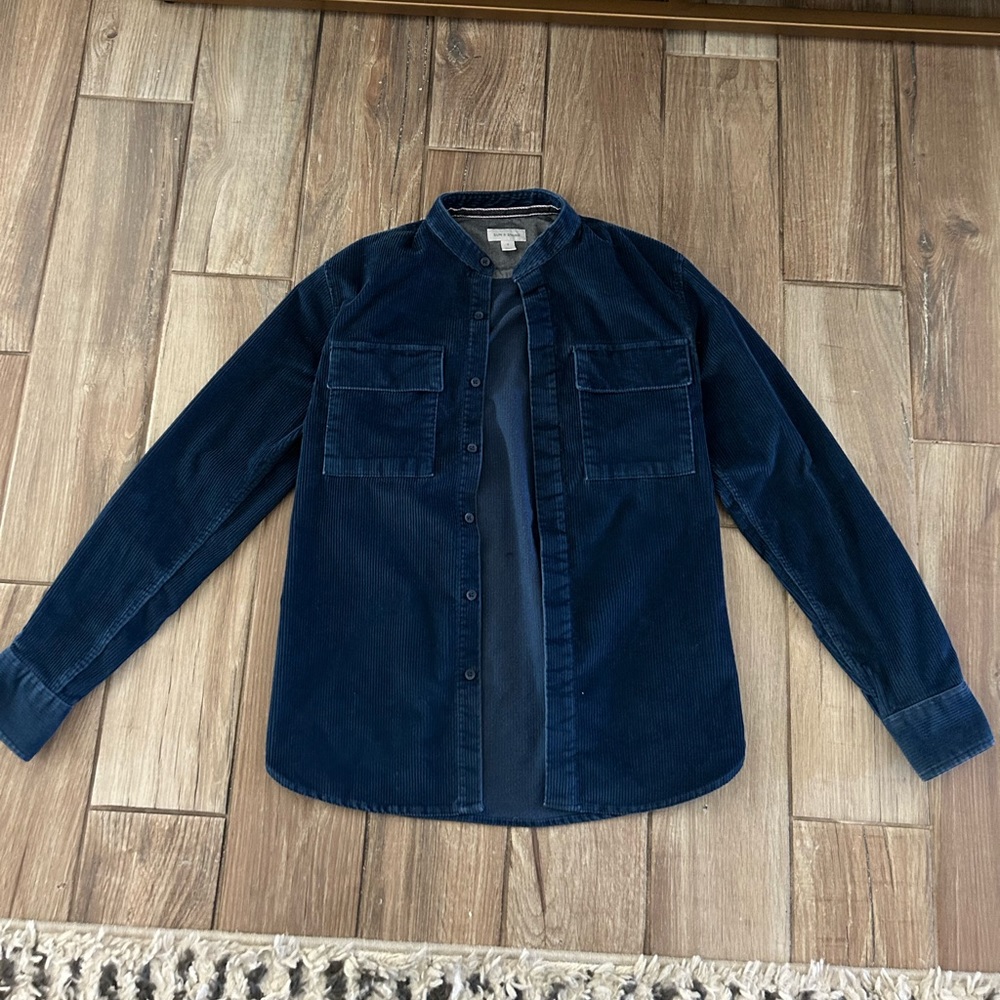 Mens SUN+STONE blue corduroy shirt jacket
